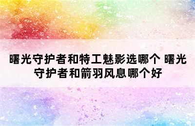 曙光守护者和特工魅影选哪个 曙光守护者和箭羽风息哪个好